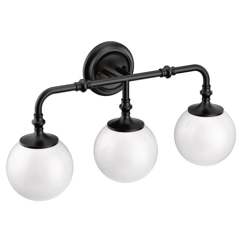 Colinet Matte black three globe bath light - (YB0563BL)