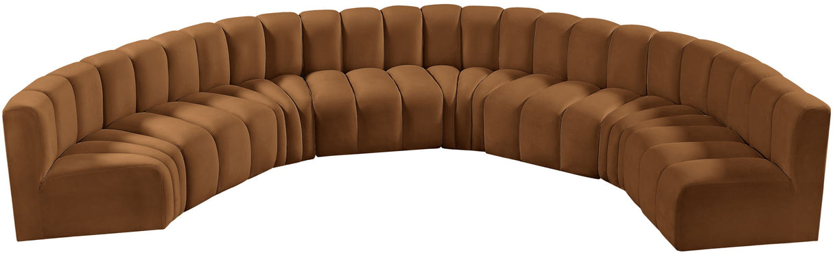 Arc - Velvet 8 Piece U-Shaped Modular Sofa - Saddle