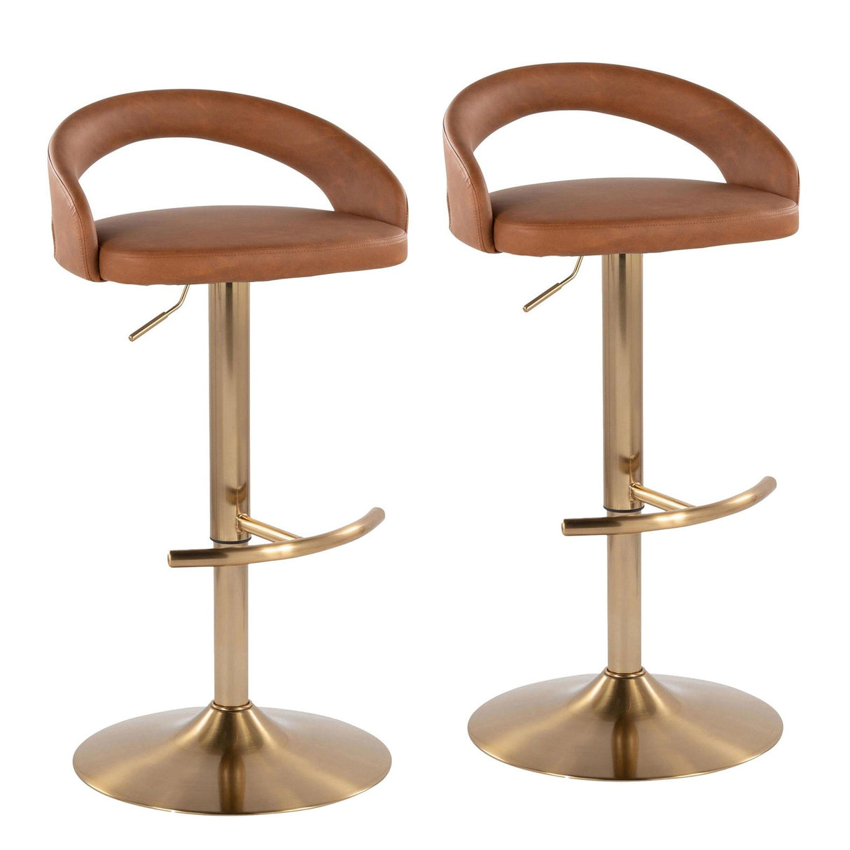 Grotto - Upholstered Adjustable Barstool - Gold Metal Base