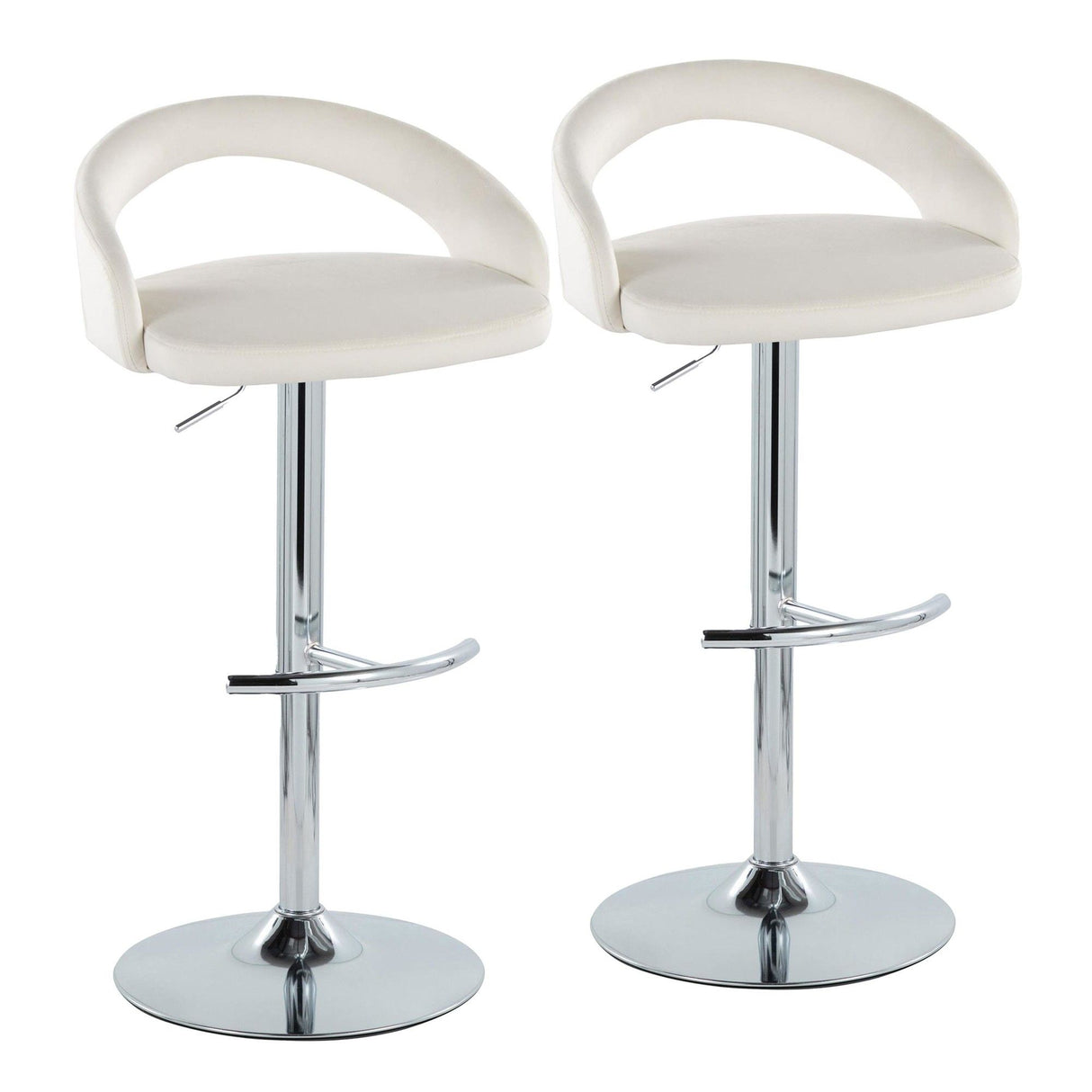 Grotto - Upholstered Adjustable Barstool - Chrome Metal Base