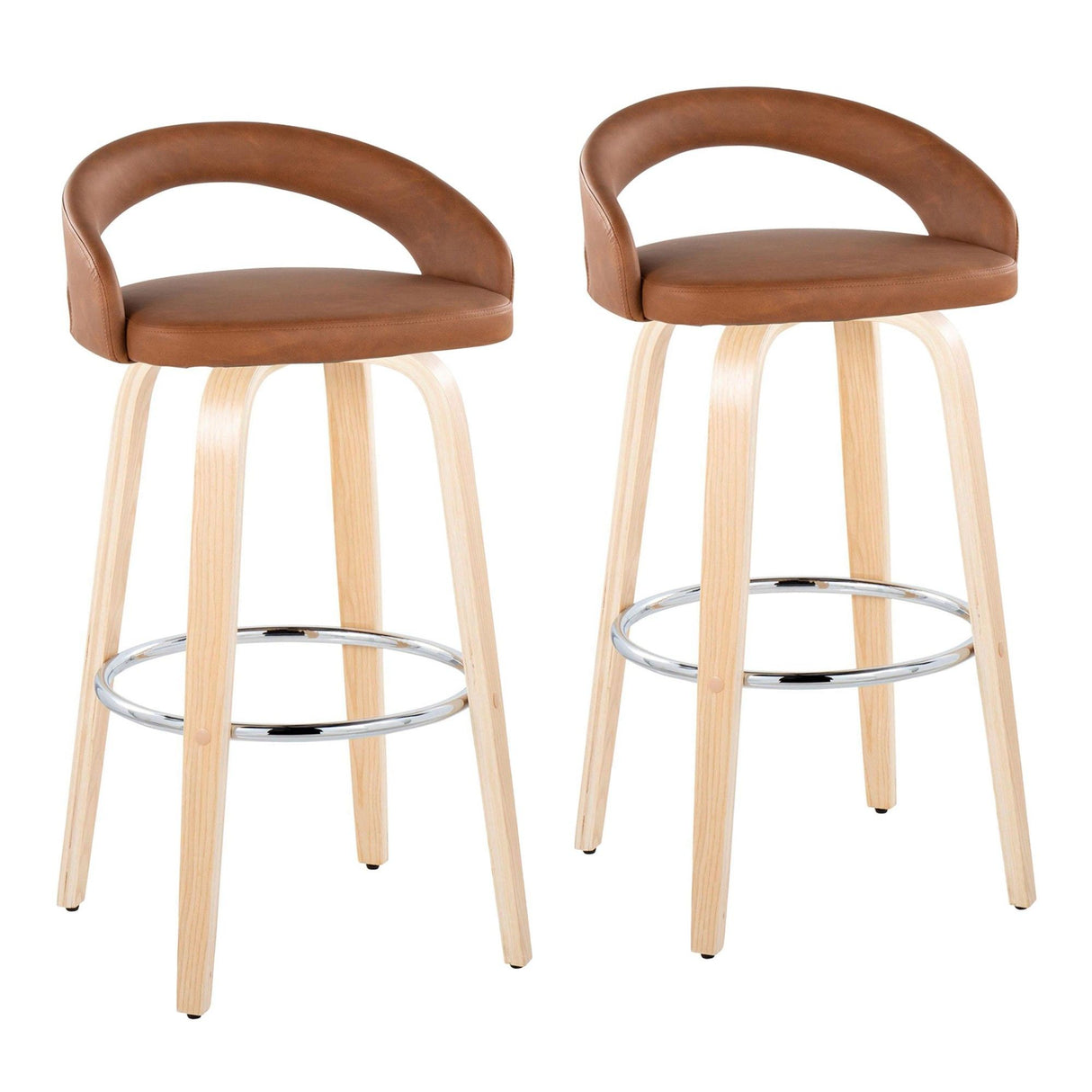Grotto - 30" Upholstered Fixed-Height Barstool (Set of 2) - Natural Wood