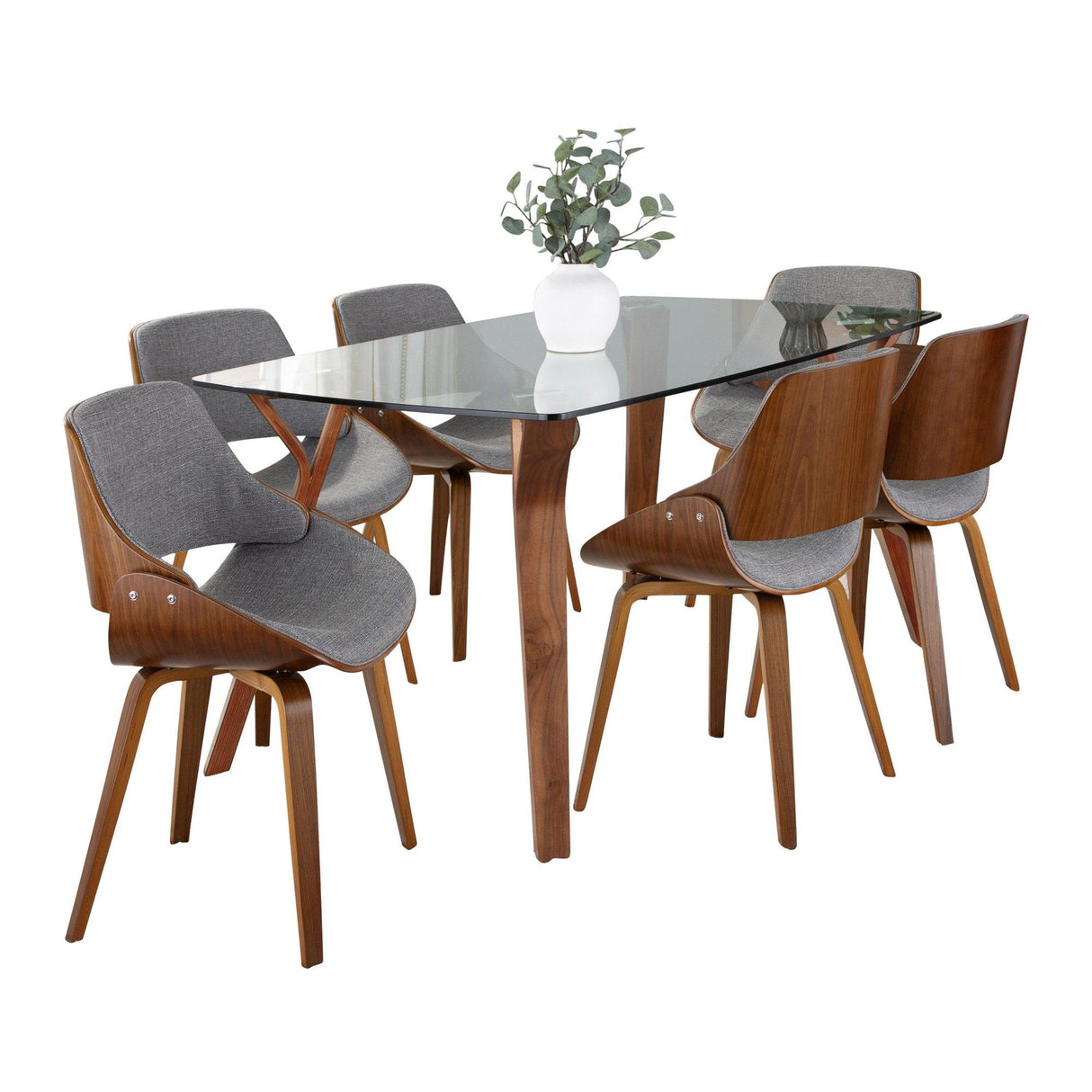 Folia - Fabrizzi 7 Piece Dining Set - Dark Gray And Dark Brown