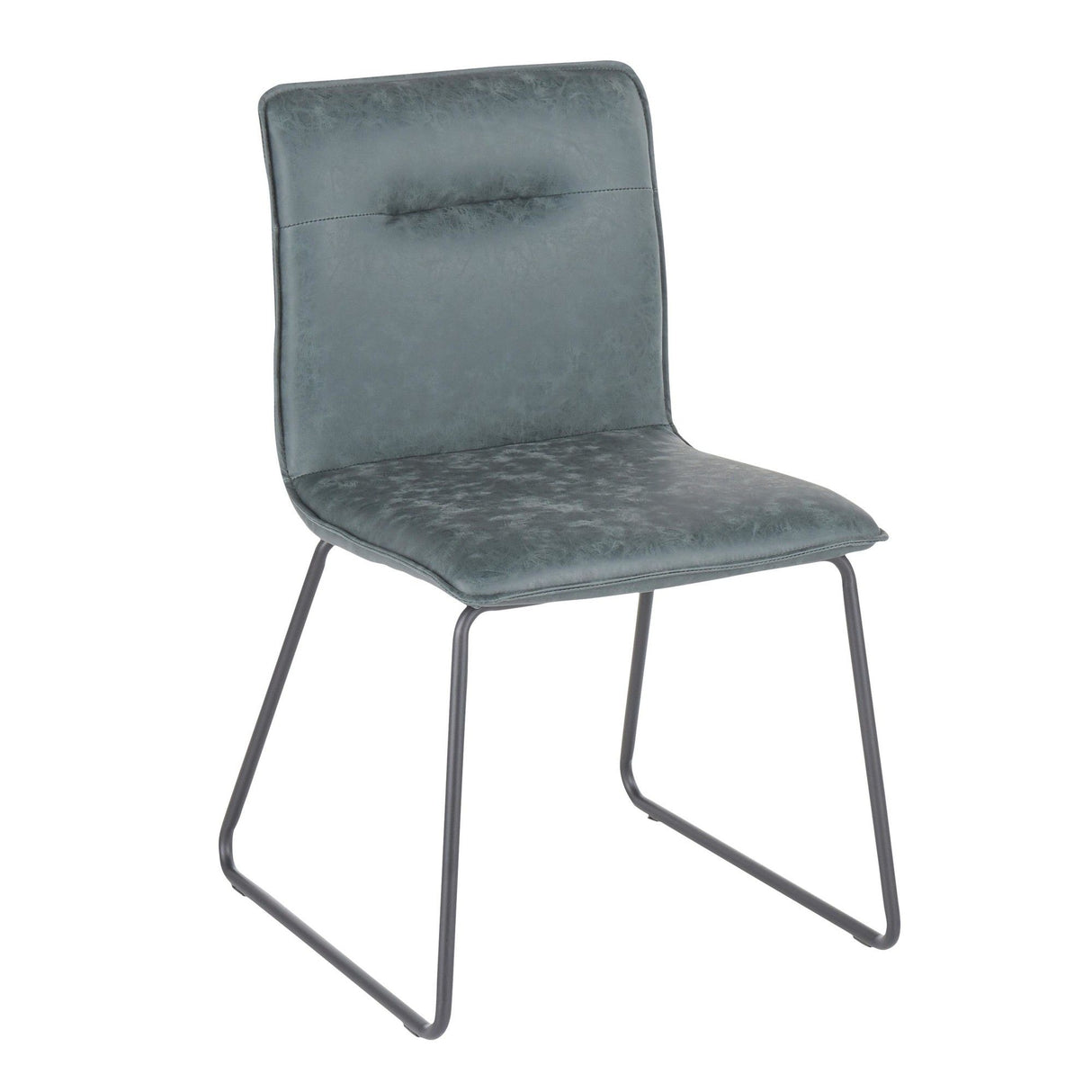Casper - Industrial Chair (Set of 2) - Black Metal And Green Faux Leather Fabric