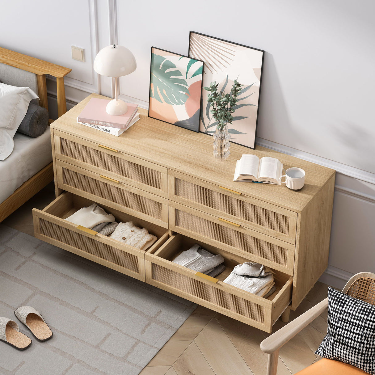 6 Drawer Storage Modern Cabinet For Bedroom