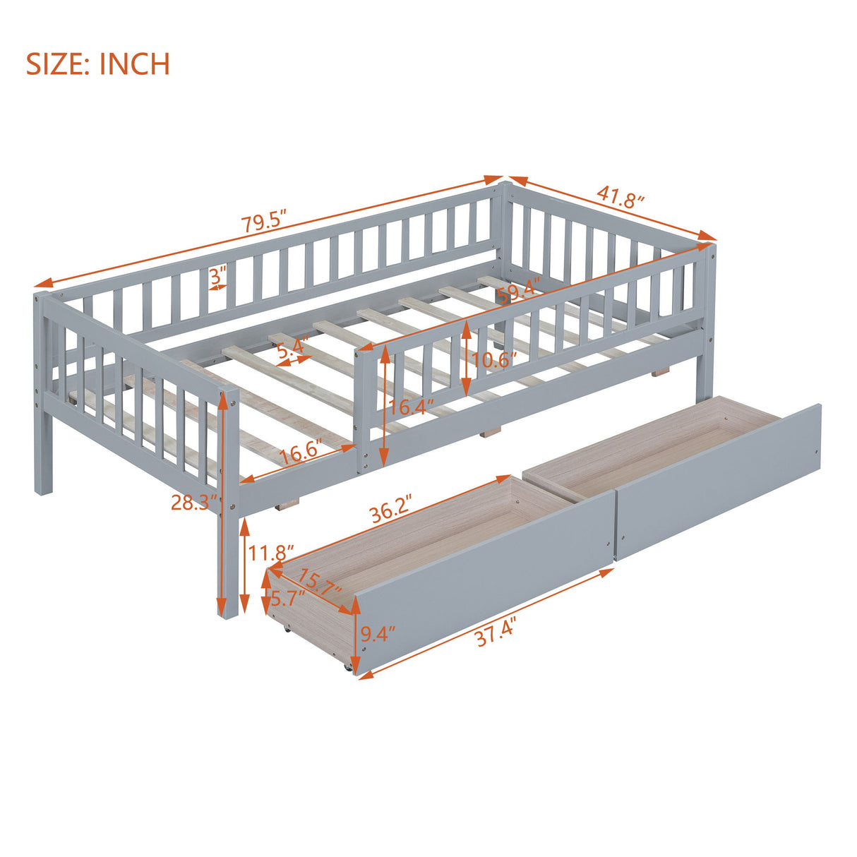 Multifunctional Wooden Daybed Bed