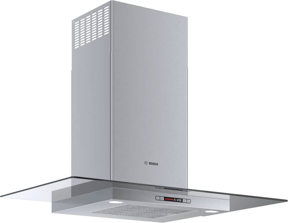 Bosch HCG56651UC wall hood 45 degree angled view