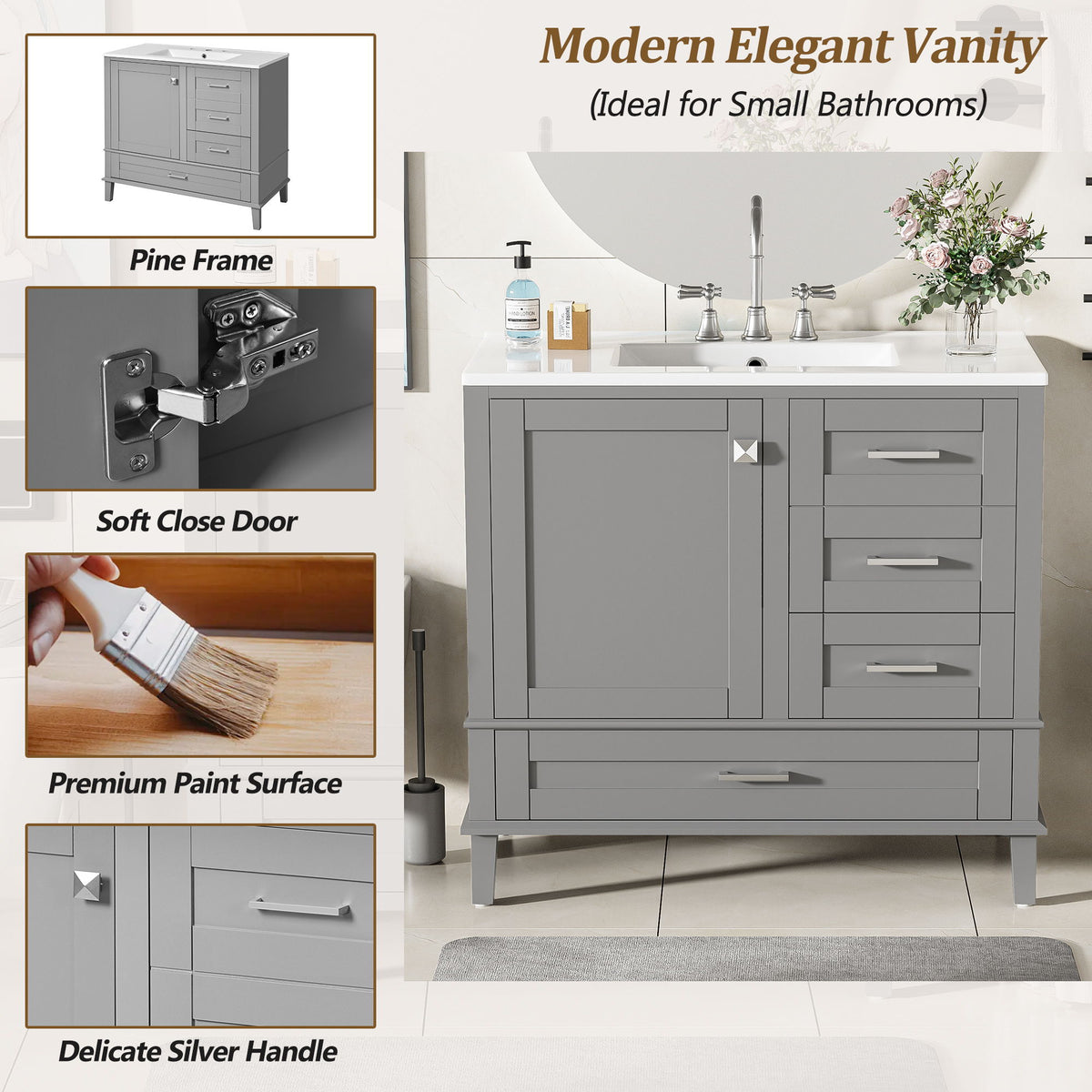 Traditional Bathroom Vanity Set With Soft Close Doors