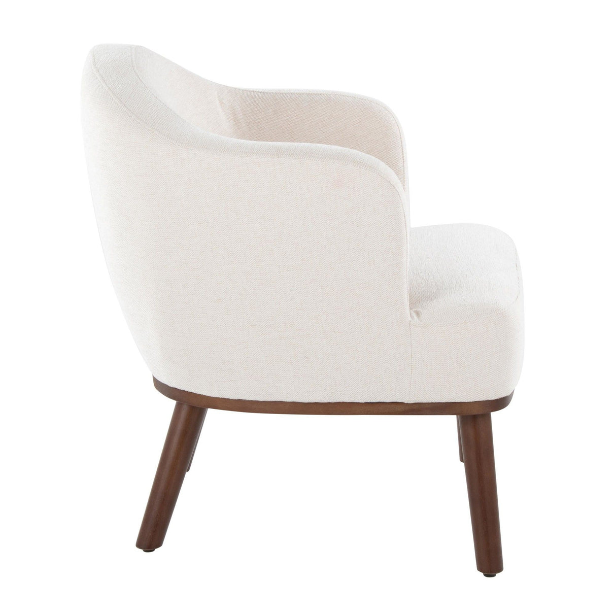 Ahoy - Mid-Century Modern Accent Chair - Walnut Wood And Cream Fabric