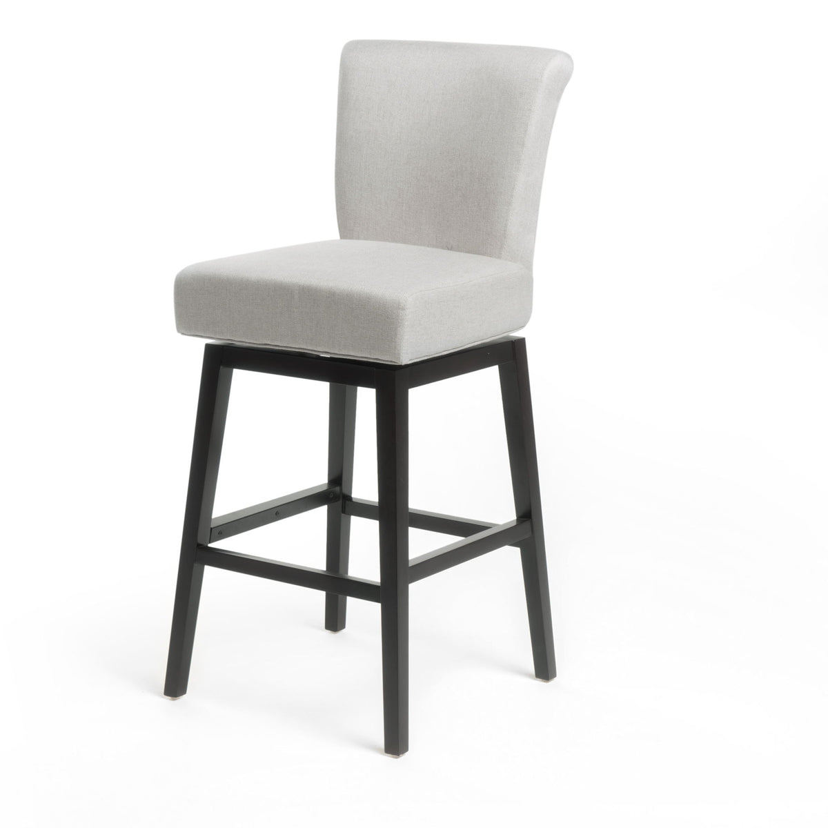Quicksilvered - Upholstered Swivel Counter Stool With Wood Legs - Beige