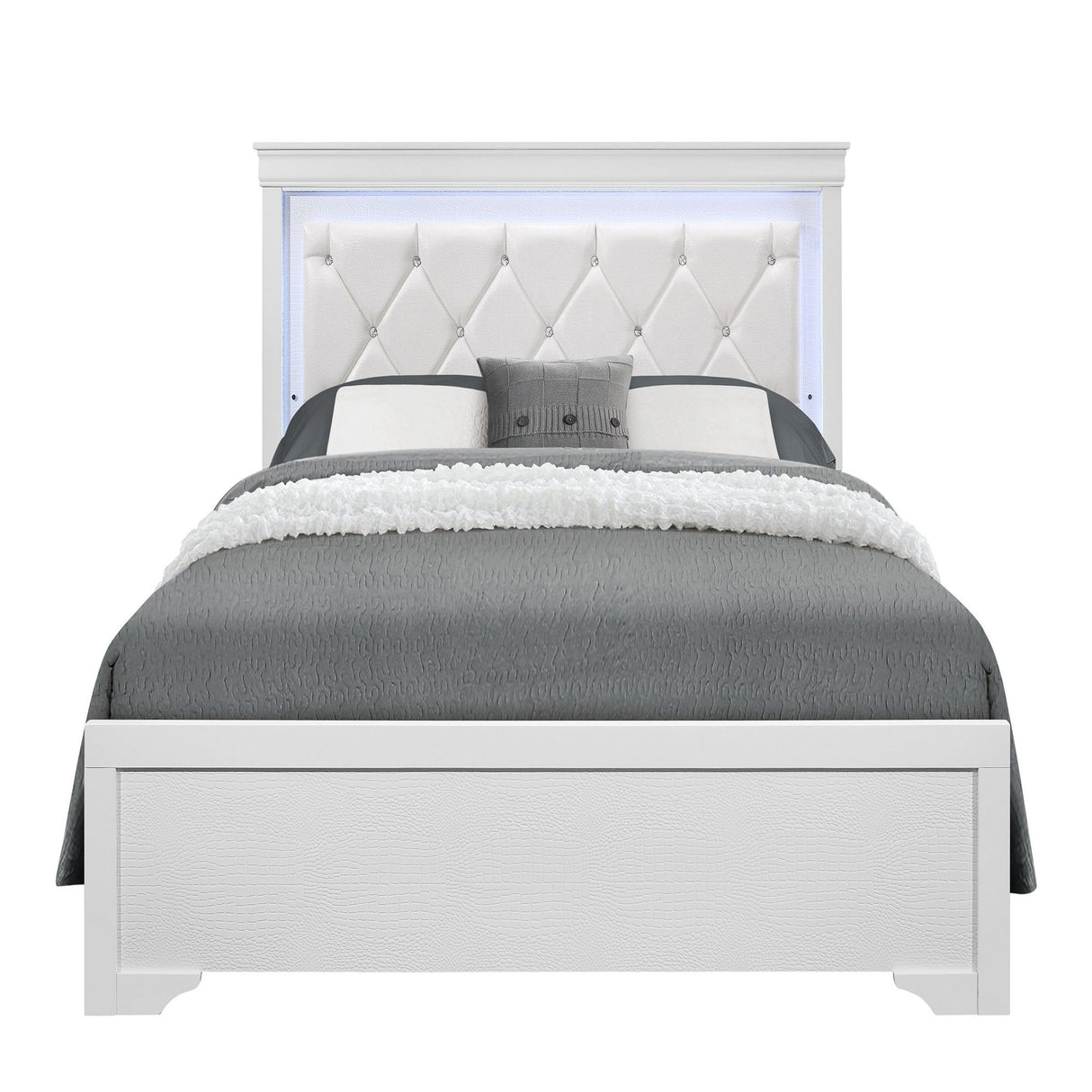 Shaker - Bed With LED Lighting And Crystal Inspired Tufted Headboard