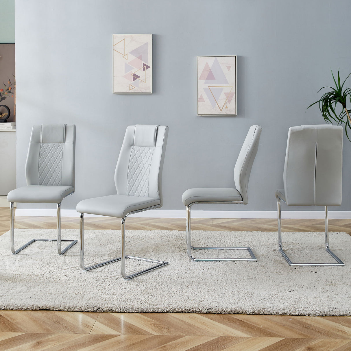 Modern Dining Chairs With Padded Seat, Metal Legs