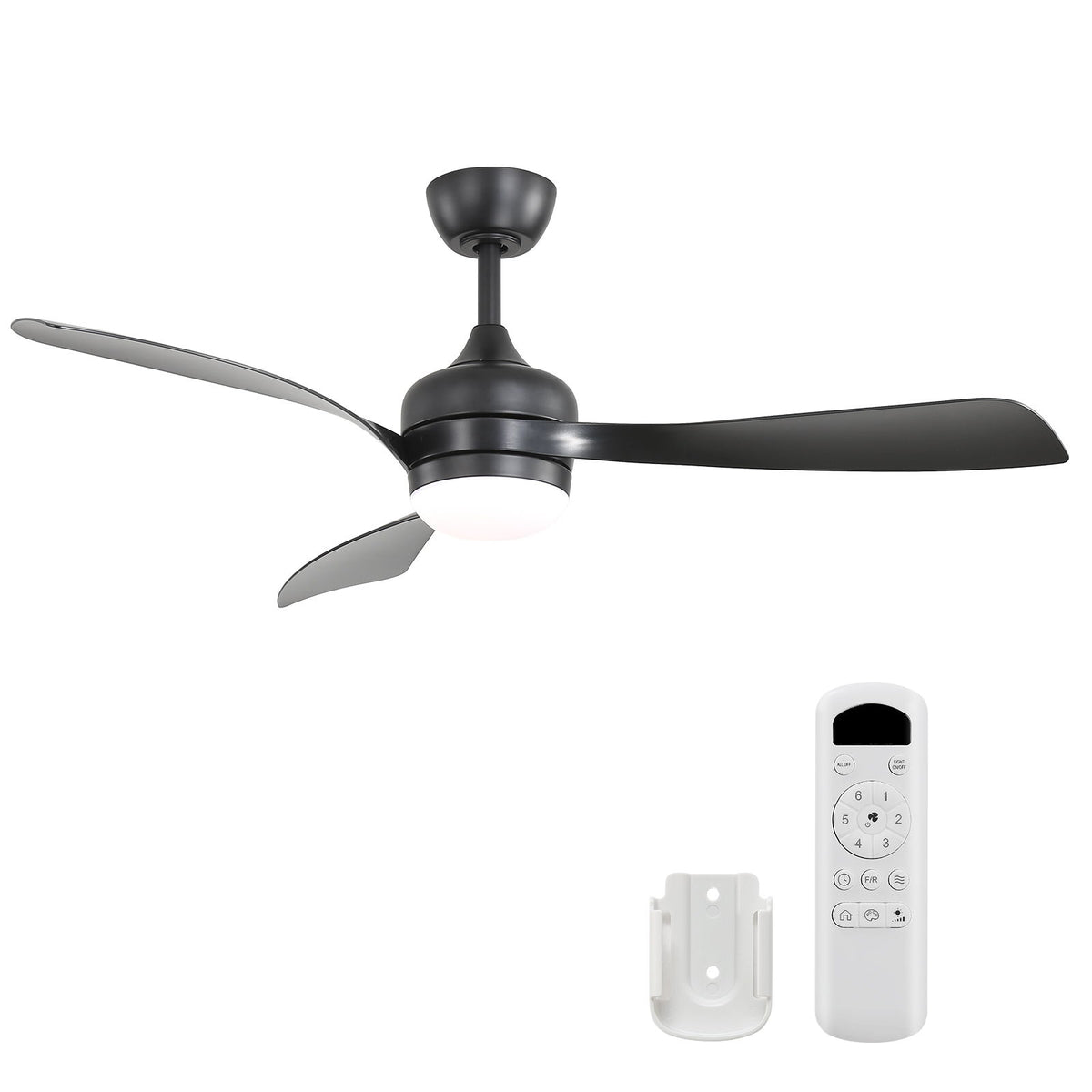 Ceiling Fan With 3 Blades, Remote Control, Reversible DC Motor, Noiseless Operation, 3 Downrods