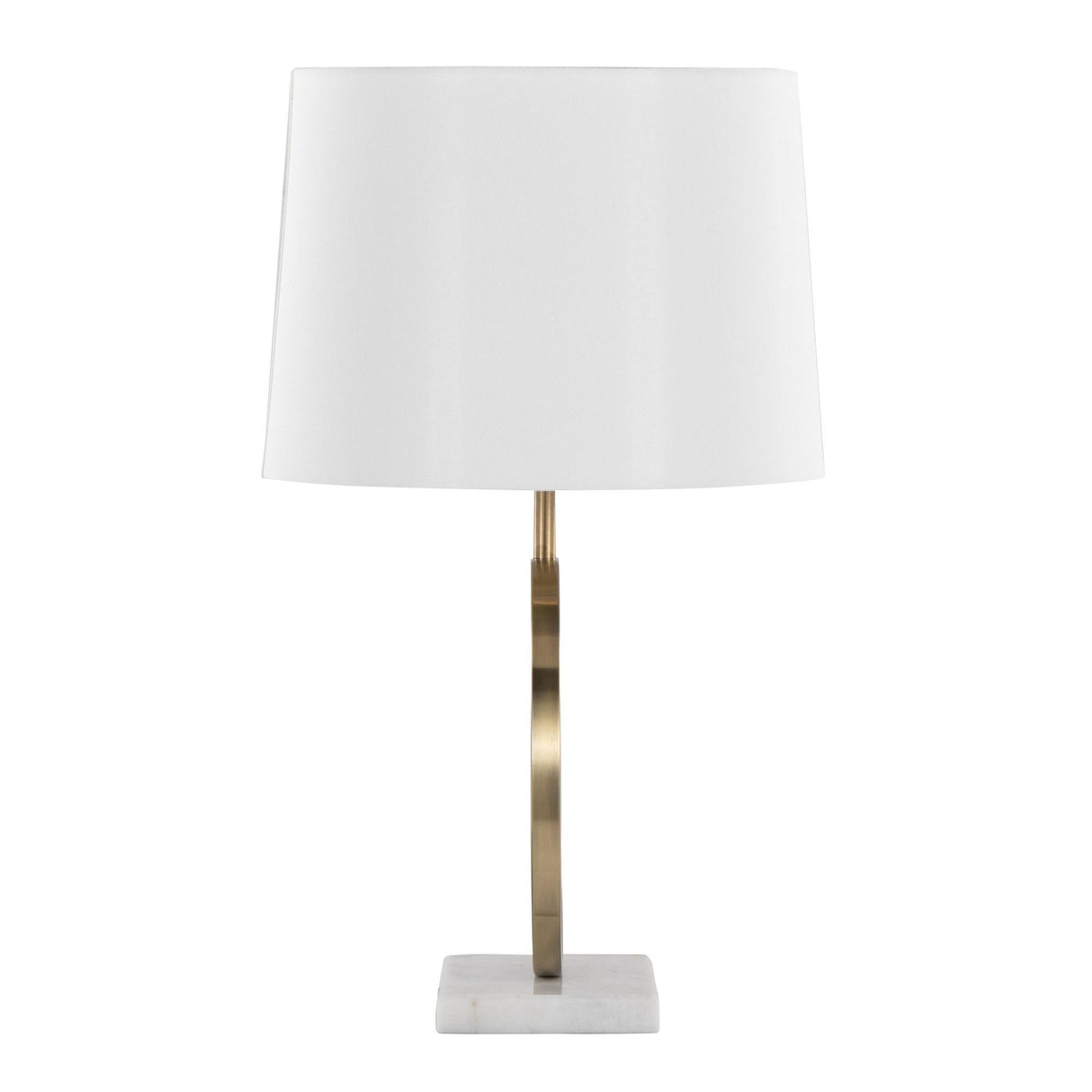 Moon - Table Lamp - White Marble, Gold Metal And White Shade