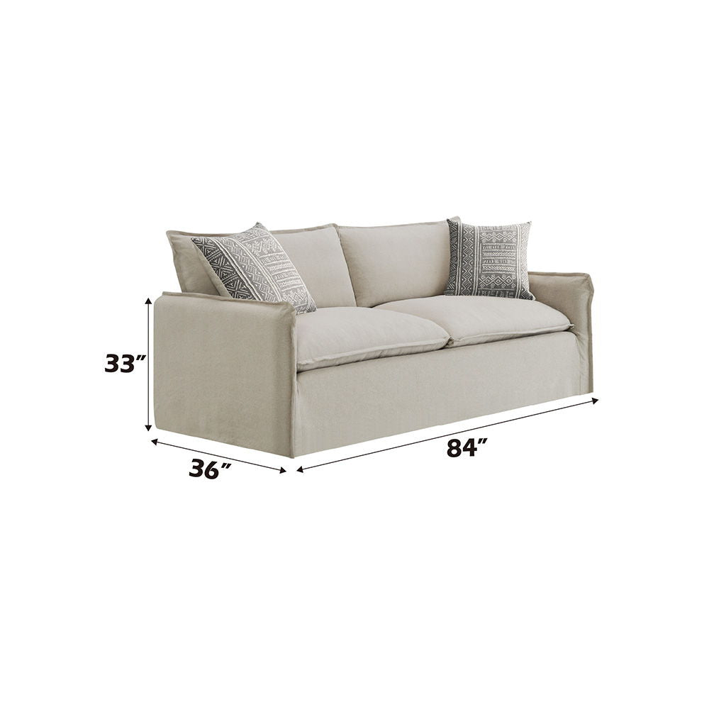 Upendo - Sofa With 2 Pillows - Beige Linen