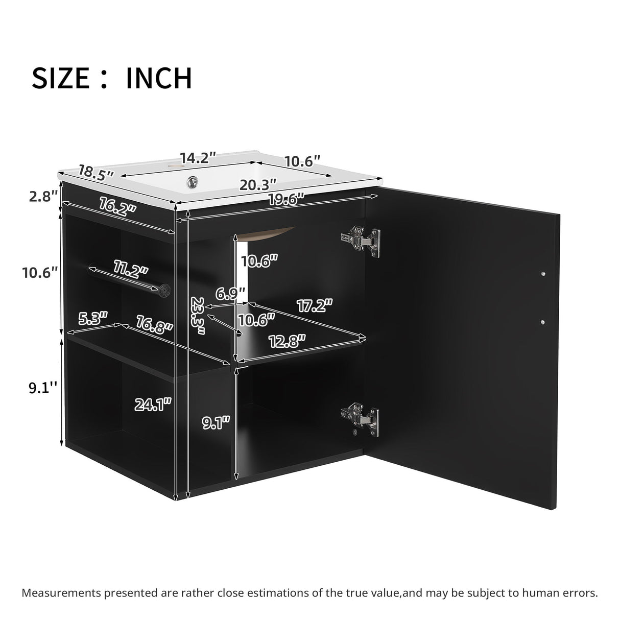 Modern Wall Mounted Bathroom Cabinet With Side Shelf And Ceramic Sink