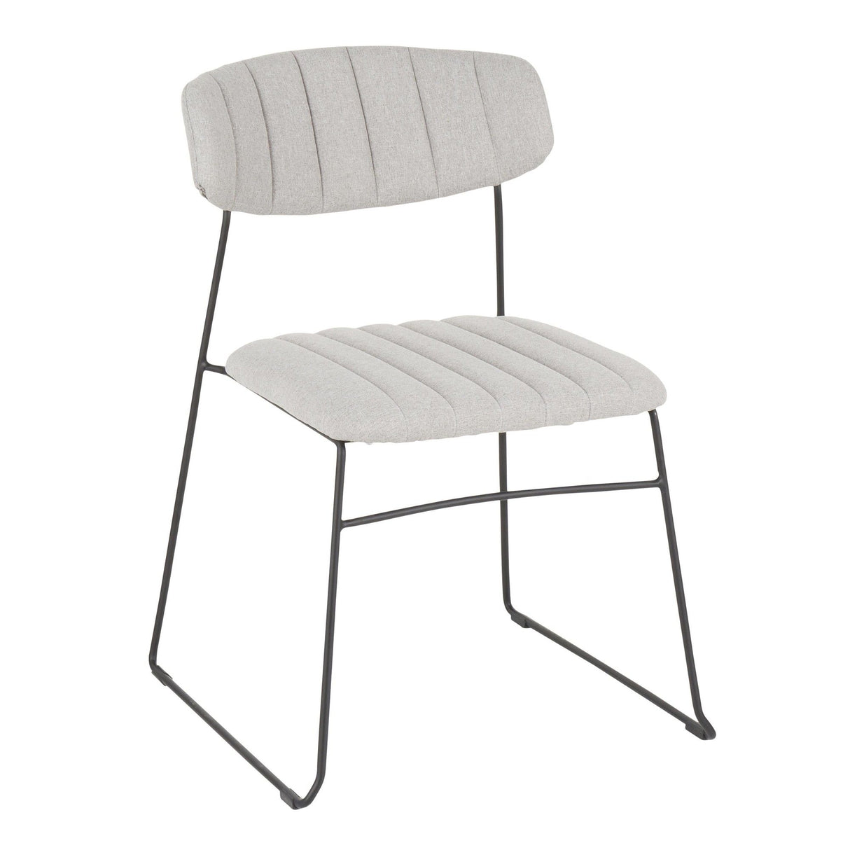 Thomas - Chair (Set of 2) - Black Metal, Light Gray Fabric