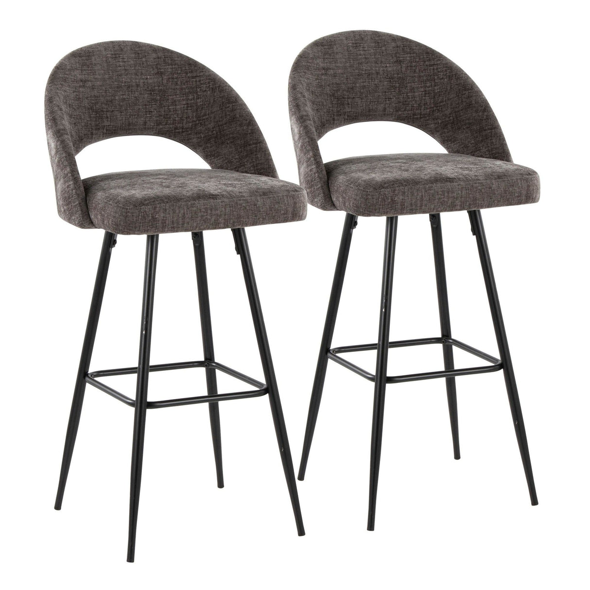 Renee - Upholstered Fixed-Height Barstool (Set of 2) - Black Base