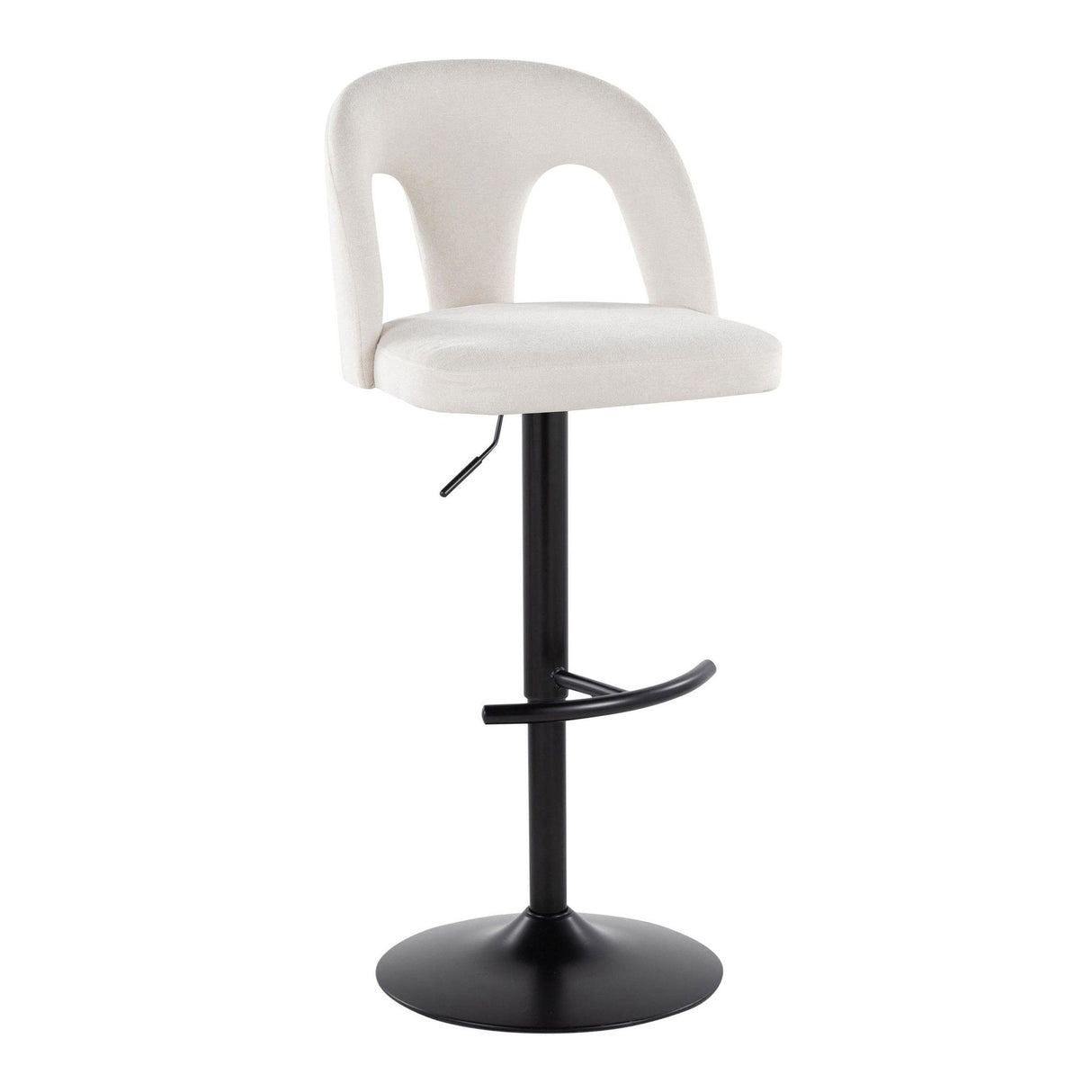 Ava - Upholstered Adjustable Barstool (Set of 2) - Black Metal