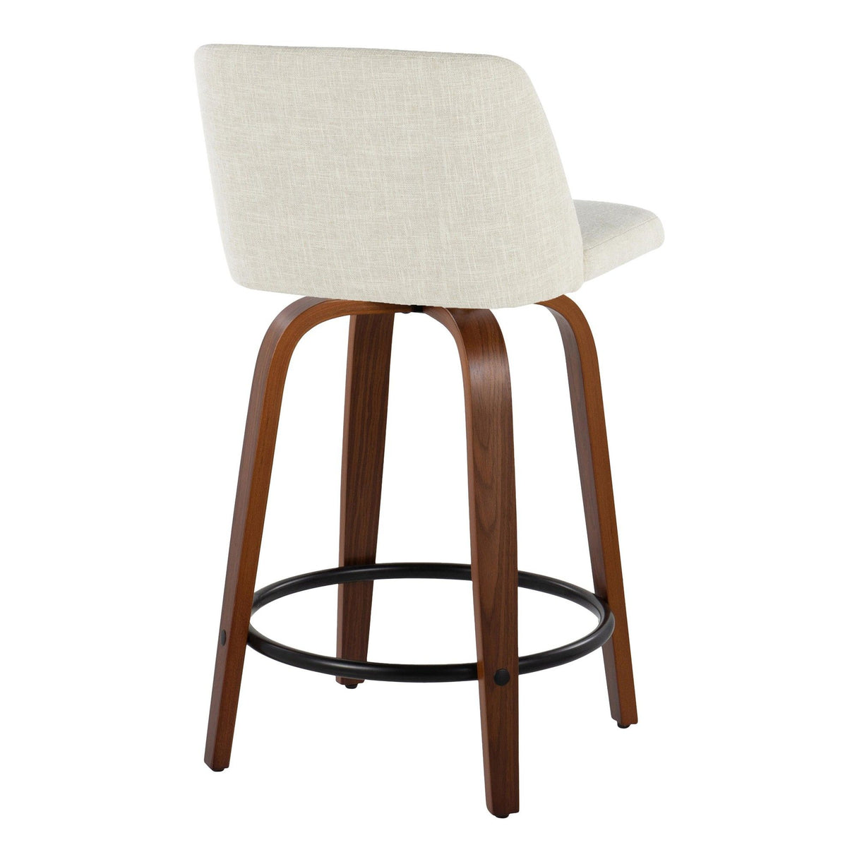Toriano - 24" Fixed-height Counter Stool (Set of 2) - Walnut And Black Round Footrest