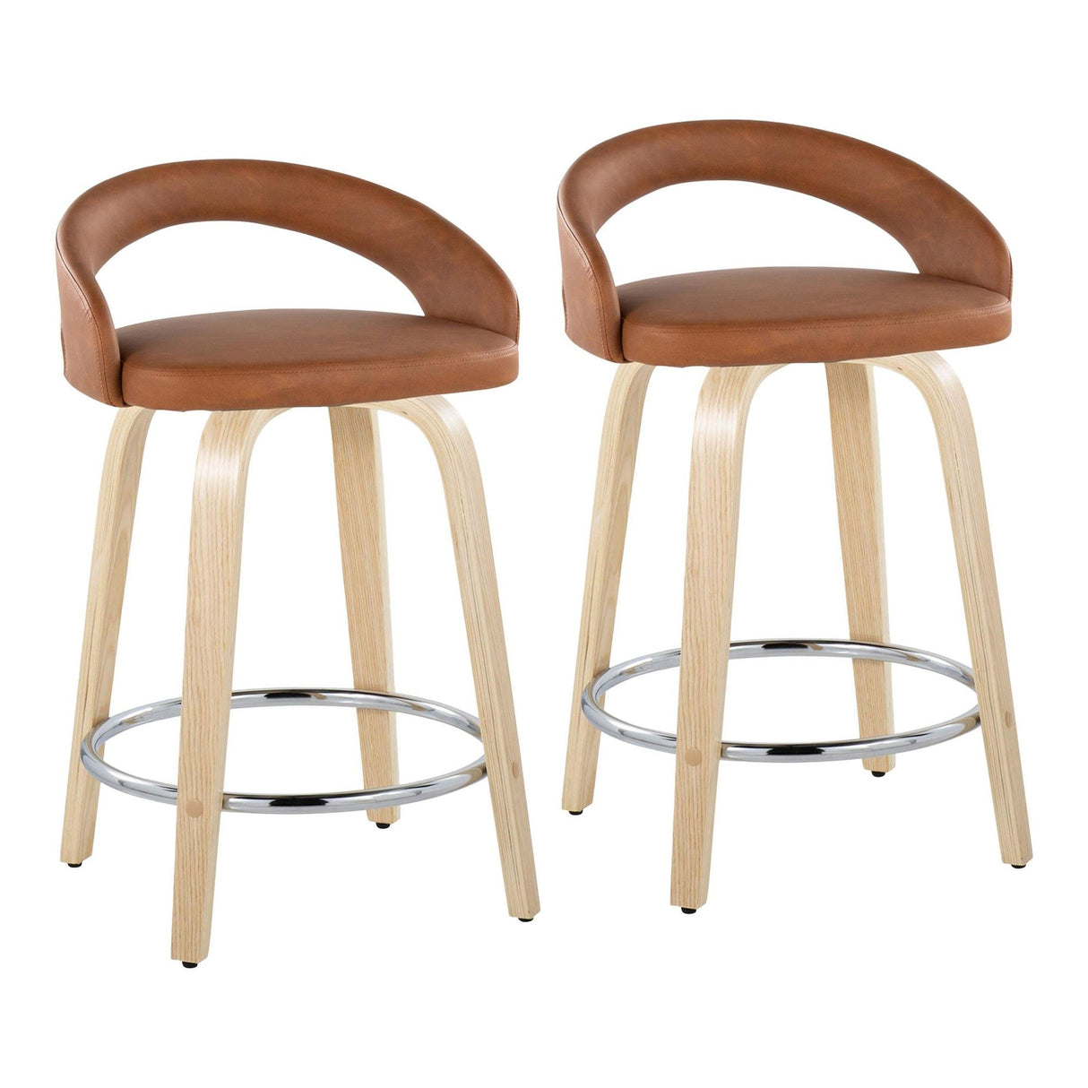Grotto - Upholstered Fixed-Height Counter Stool With Natural Wood Base (Set of 2)