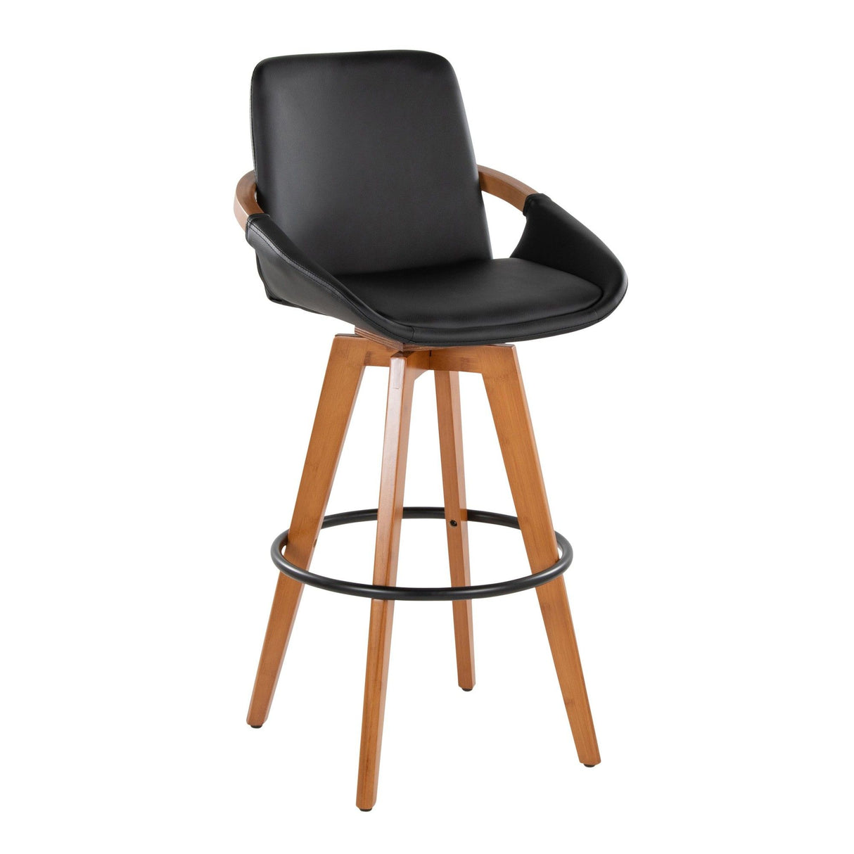 Cosmo - 29" Fixed-Height Barstool With Swivel - Walnut Bamboo