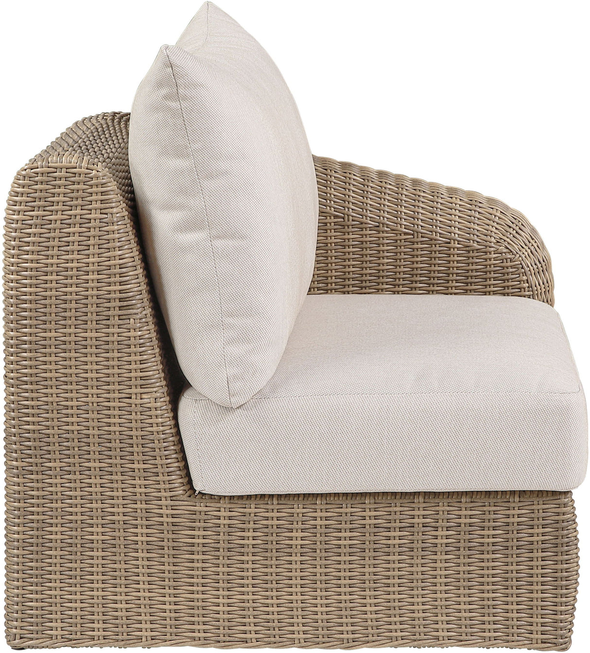 Seacrest - Olefin Water Resistant Fabric And Wicker Outdoor Patio Right Arm Chair