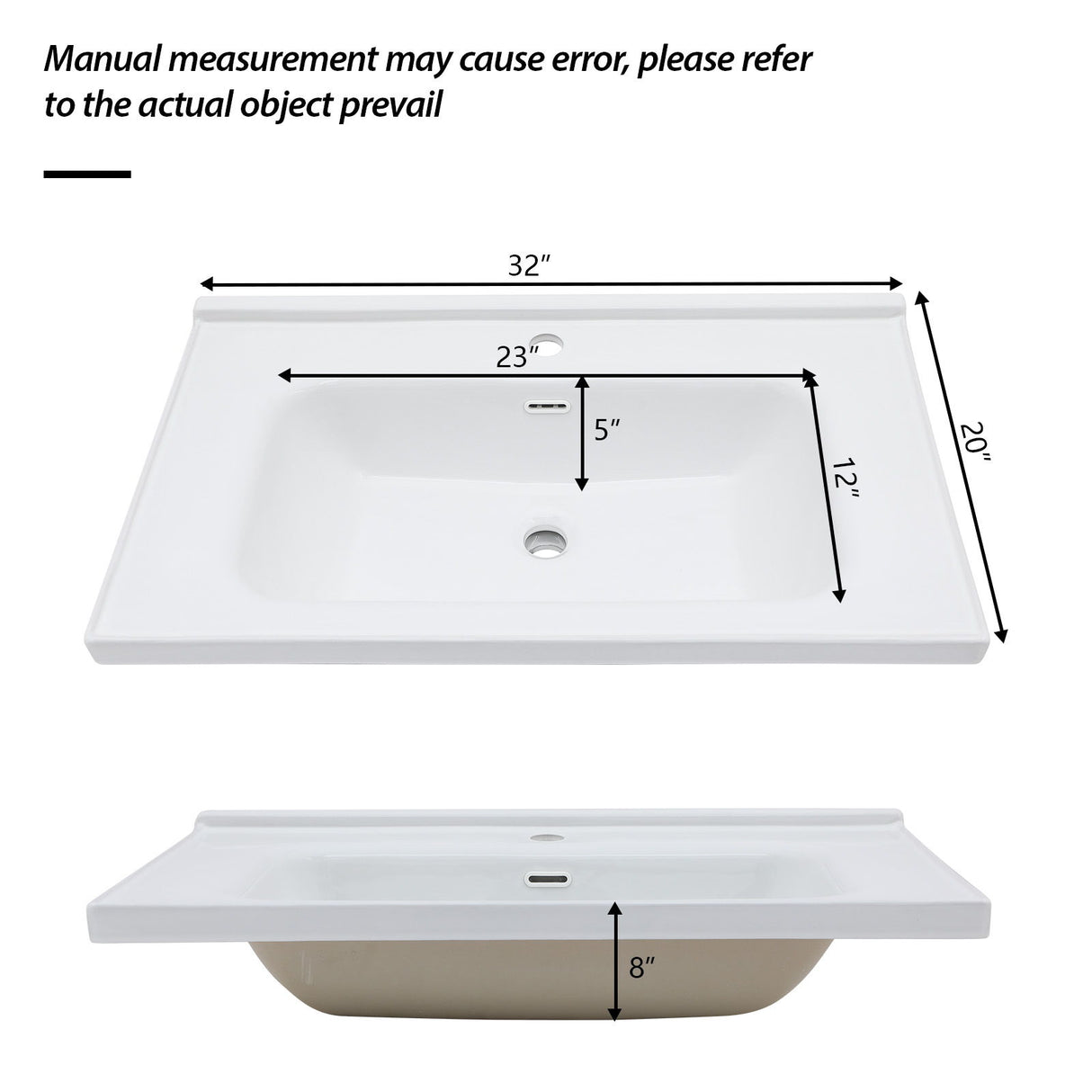 Modern Rectangular Vanity Top With Overflow For Bathroom