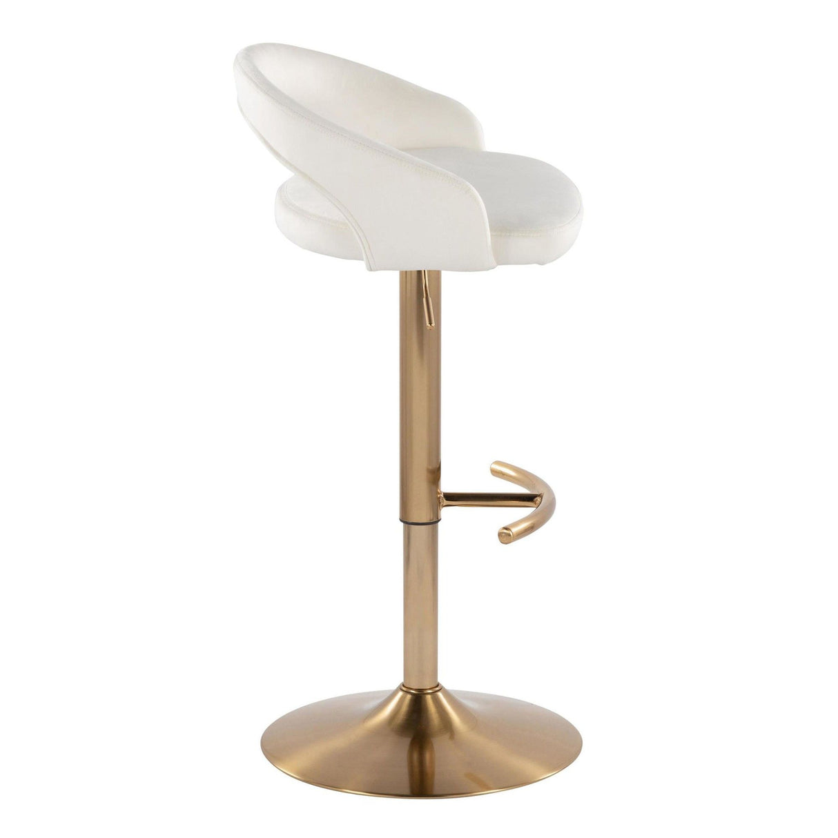 Grotto - Upholstered Adjustable Barstool - Gold Metal Base