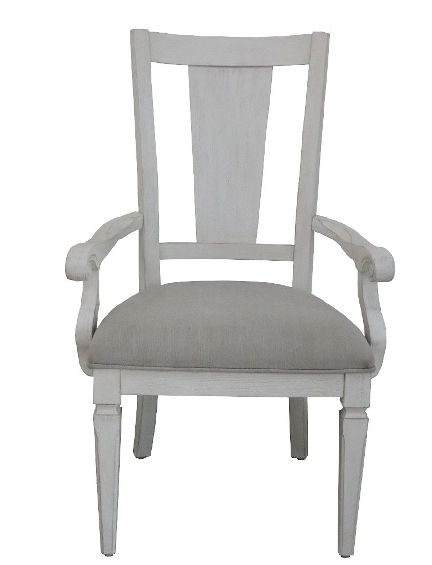 Katia - Arm Chair (Set of 2) - Light Gray Linen & Weathered White