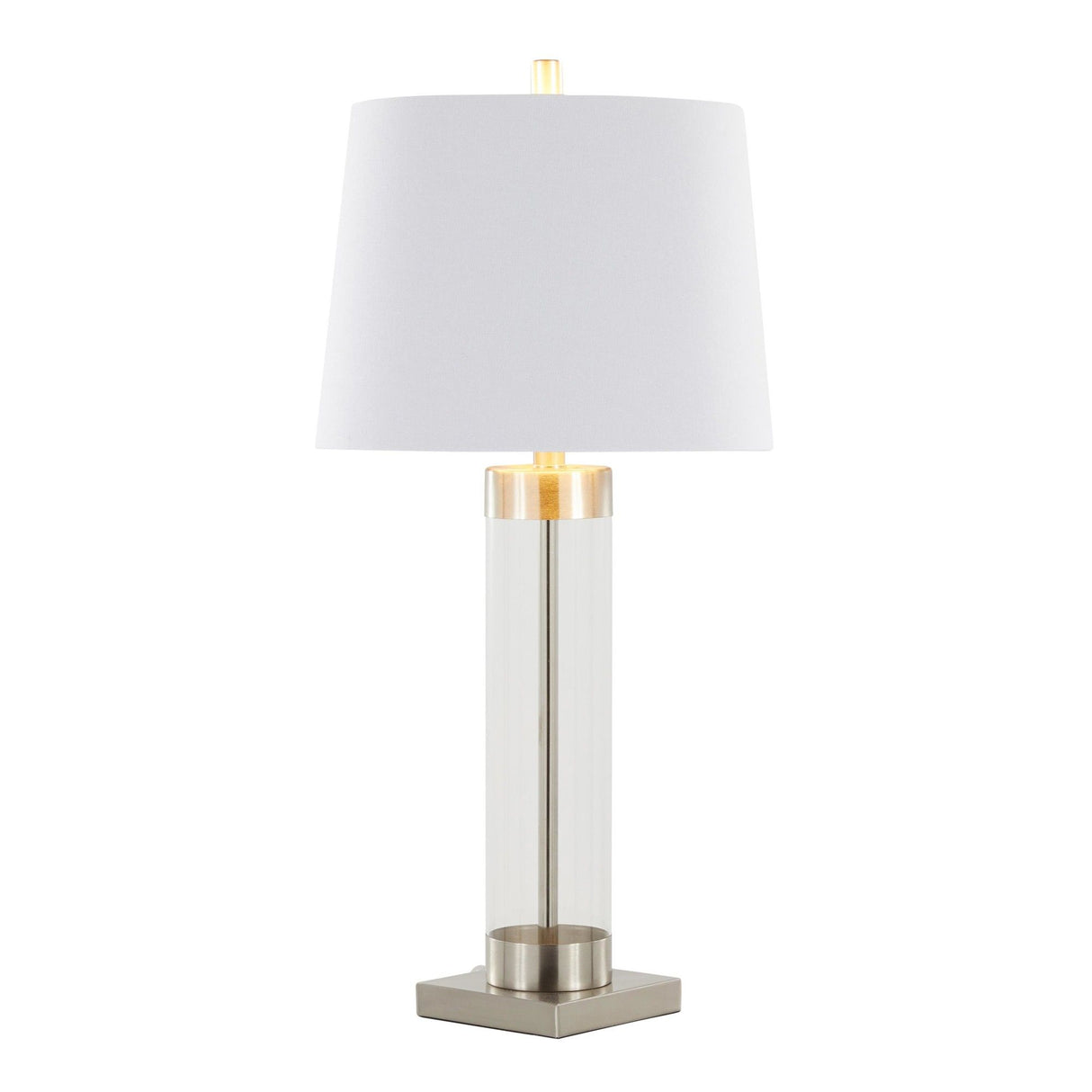 Glacier - 30" Table Lamp (Set of 2) - Clear Glass And Brushed Nickel With White Linen Shade