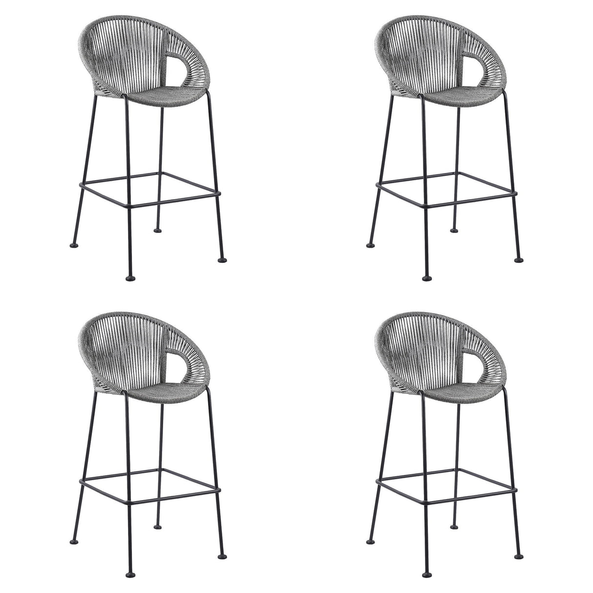 Acapulco - Indoor Outdoor Steel Bar Stool With Rope Set