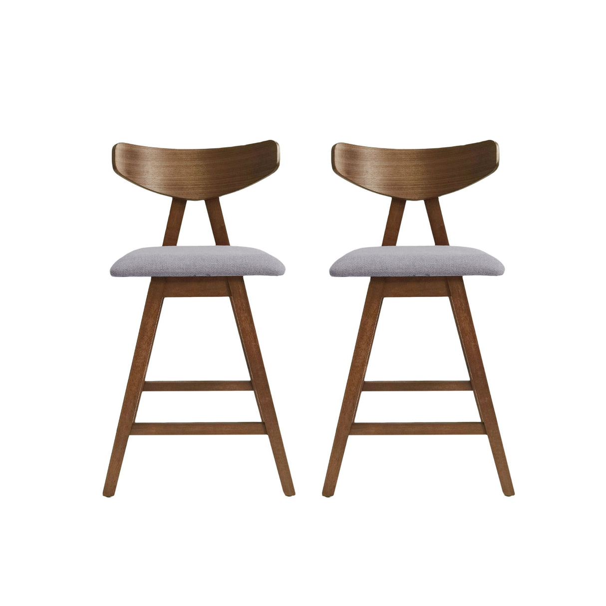Mid Century Modern Counter Stool With V Shape Frame And Upholstered Seating
