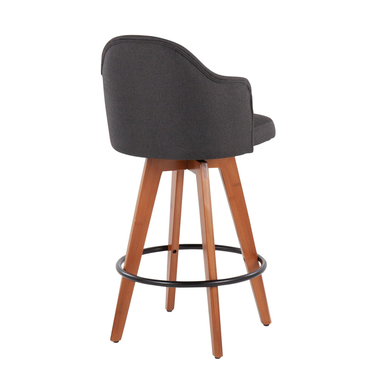 Ahoy - Contemporary Fixed-Height Counter Stool With Walnut Bamboo Frame (Set of 2)