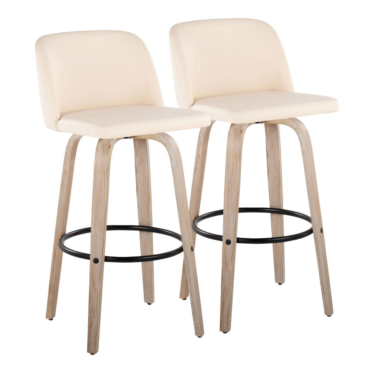 Toriano - 30" Fixed-Height Barstool (Set of 2) - Light Brown And Black