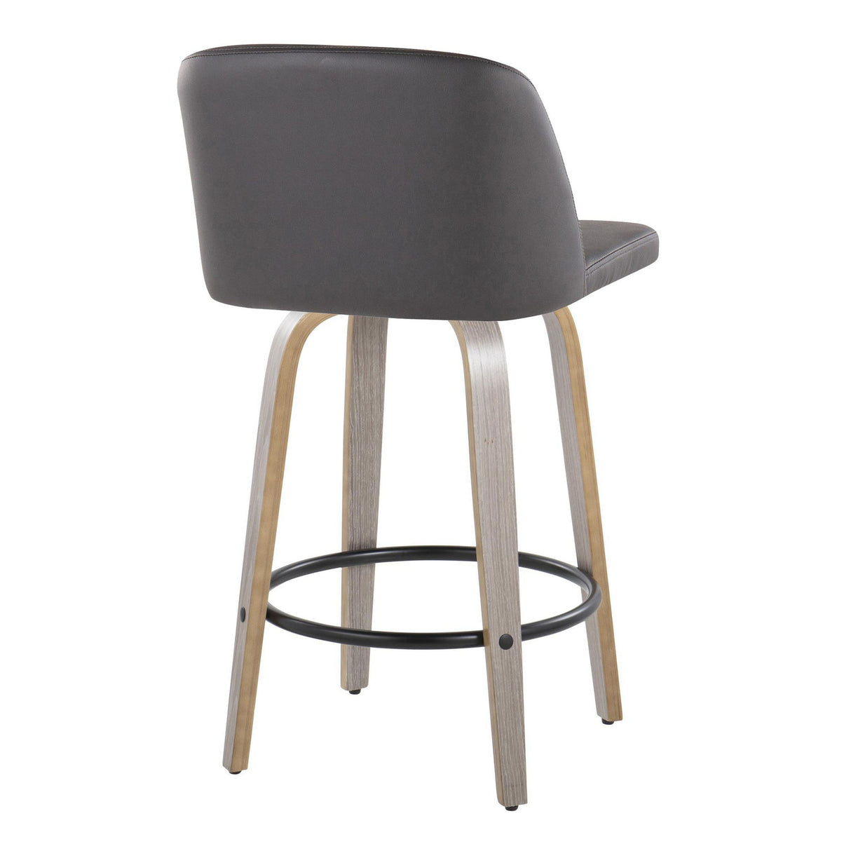 Toriano - Contemporary Fixed Height Counter Stool With Swivel & Round Footrest (Set of 2)