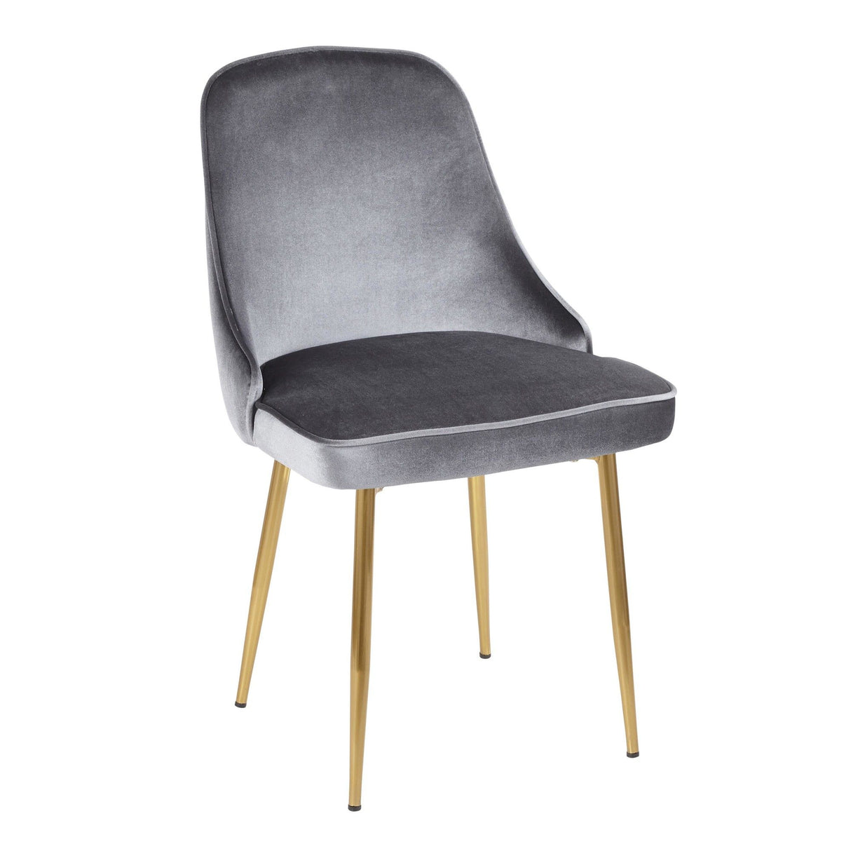 Marcel - 34" Dining Chair (Set of 2) - Gold Frame And Blue Velvet Fabric