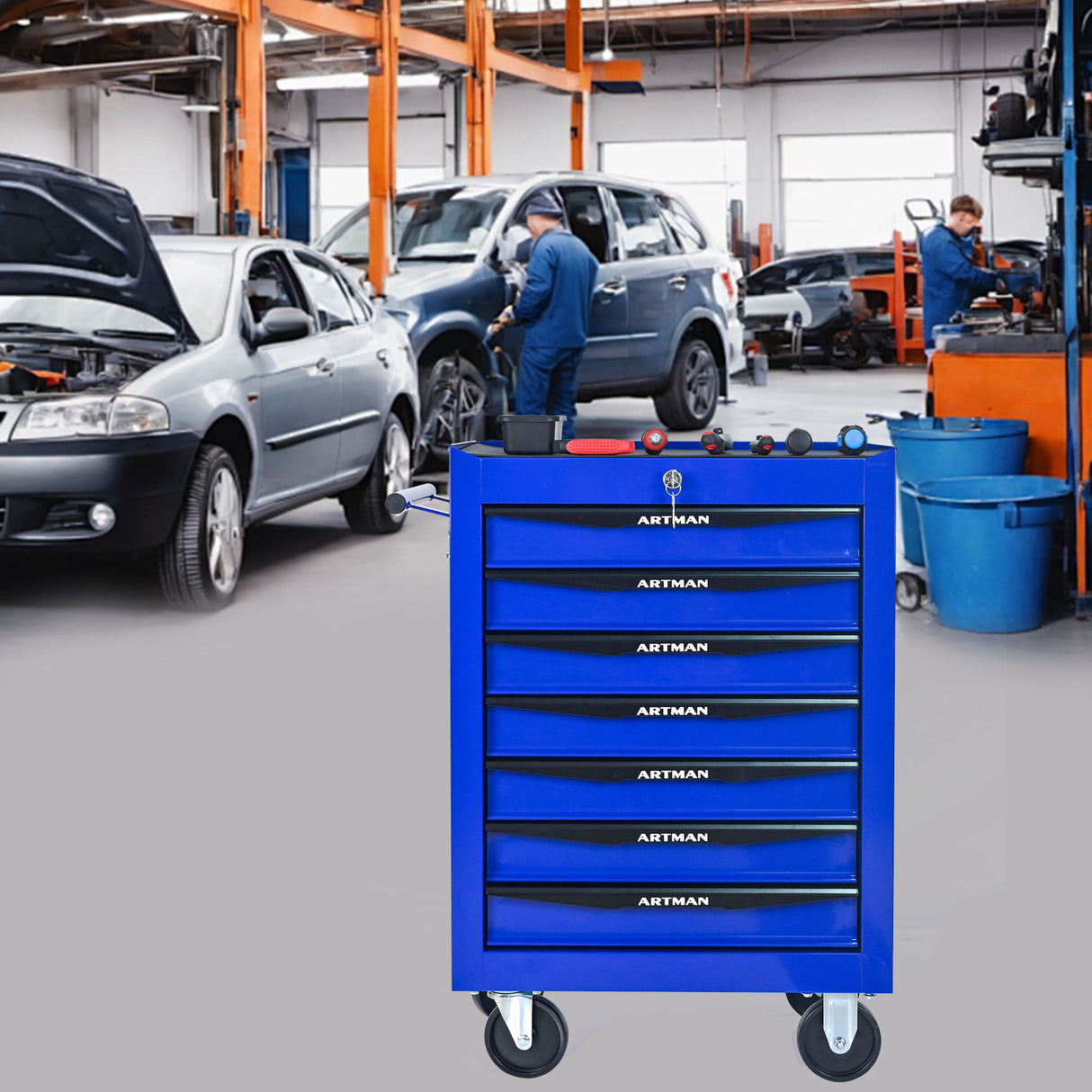 Rolling Metal Tool Chest With Drawers, Steel Storage Cabinet With Ball Bearing Slides