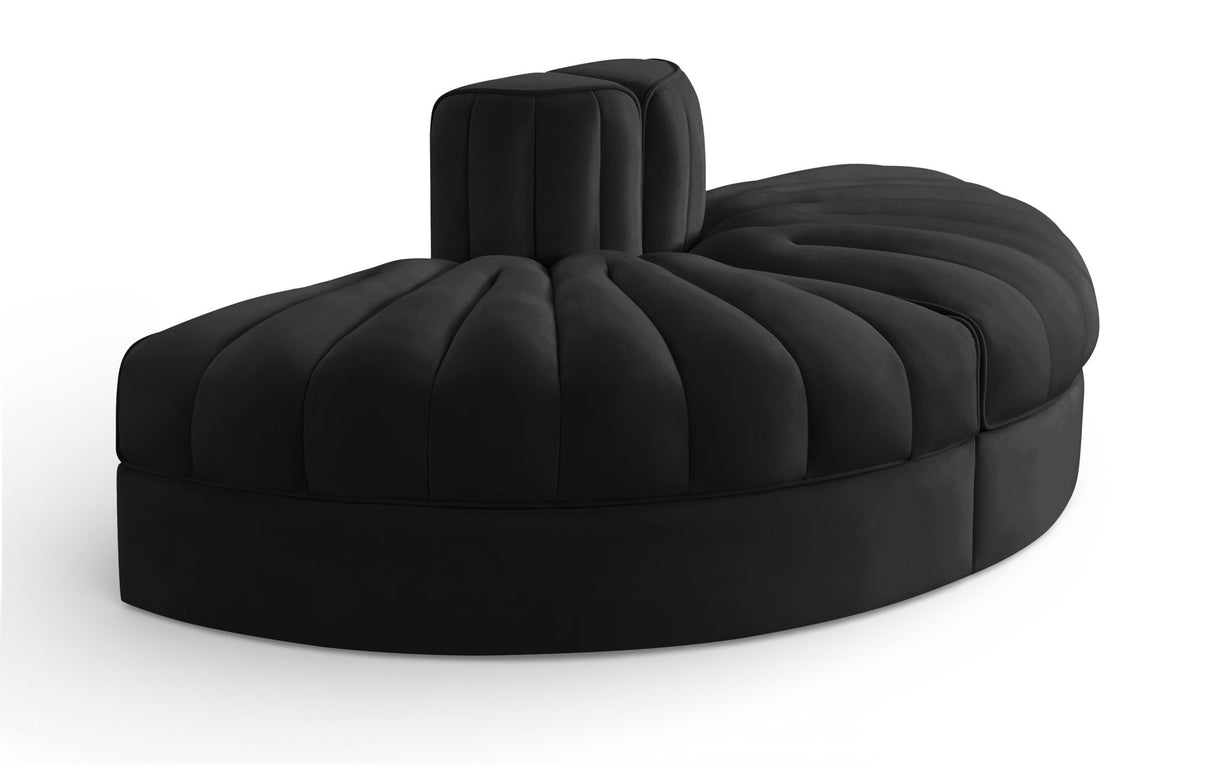 Rummi - Velvet Performance Fabric Upholstered 2 Piece Rounded Modular Loveseat