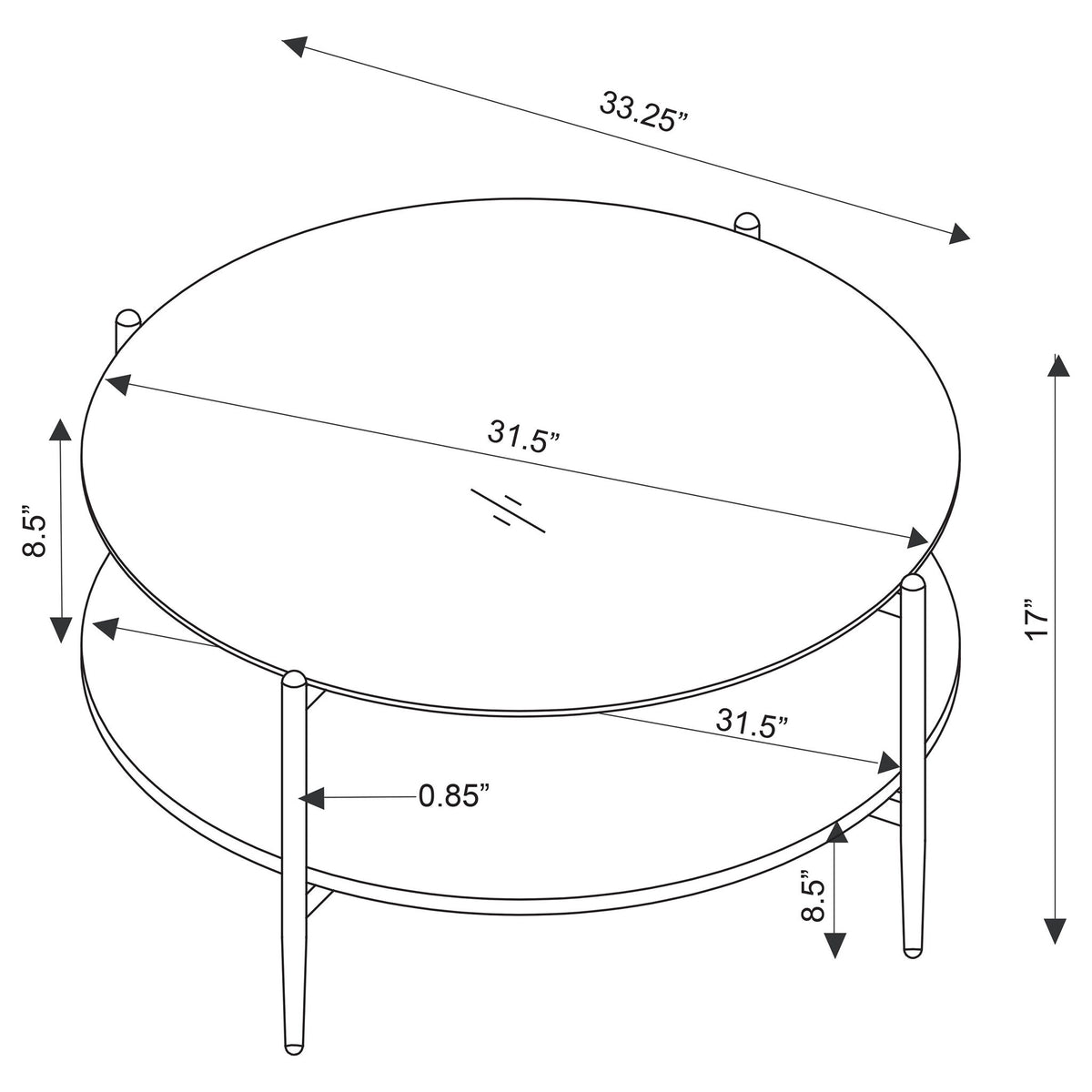 Jackel - 2 Piece Round Coffee And End Table Set - Gold