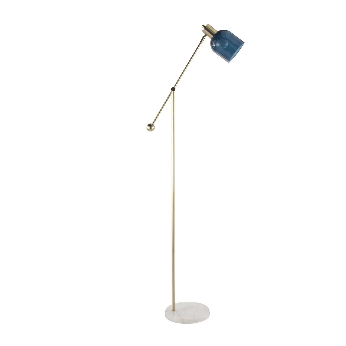 Marcel - Floor Lamp - White Marble, Gold Metal And Blue Glass