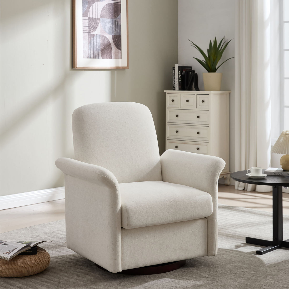 Modern Swivel Barrel Accent Chair With Base