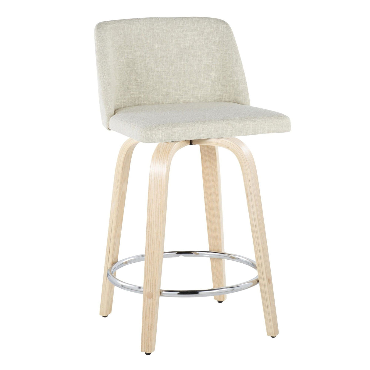 Tintori - Fixed-Height Swivel Counter Stool With Natural Wood Frame (Set of 2)