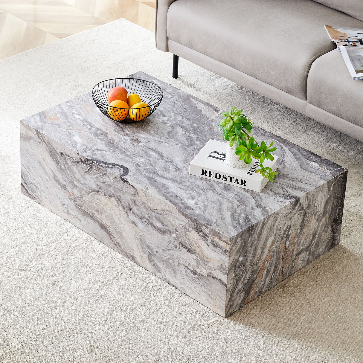 Modern Coffee Table With Light Wood Texture Pattern