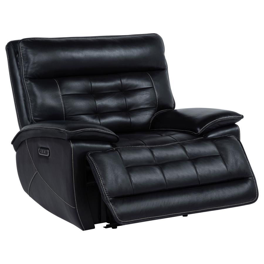 Hewitt - Leather Upholstered Dual Power Recliner Chair - Black