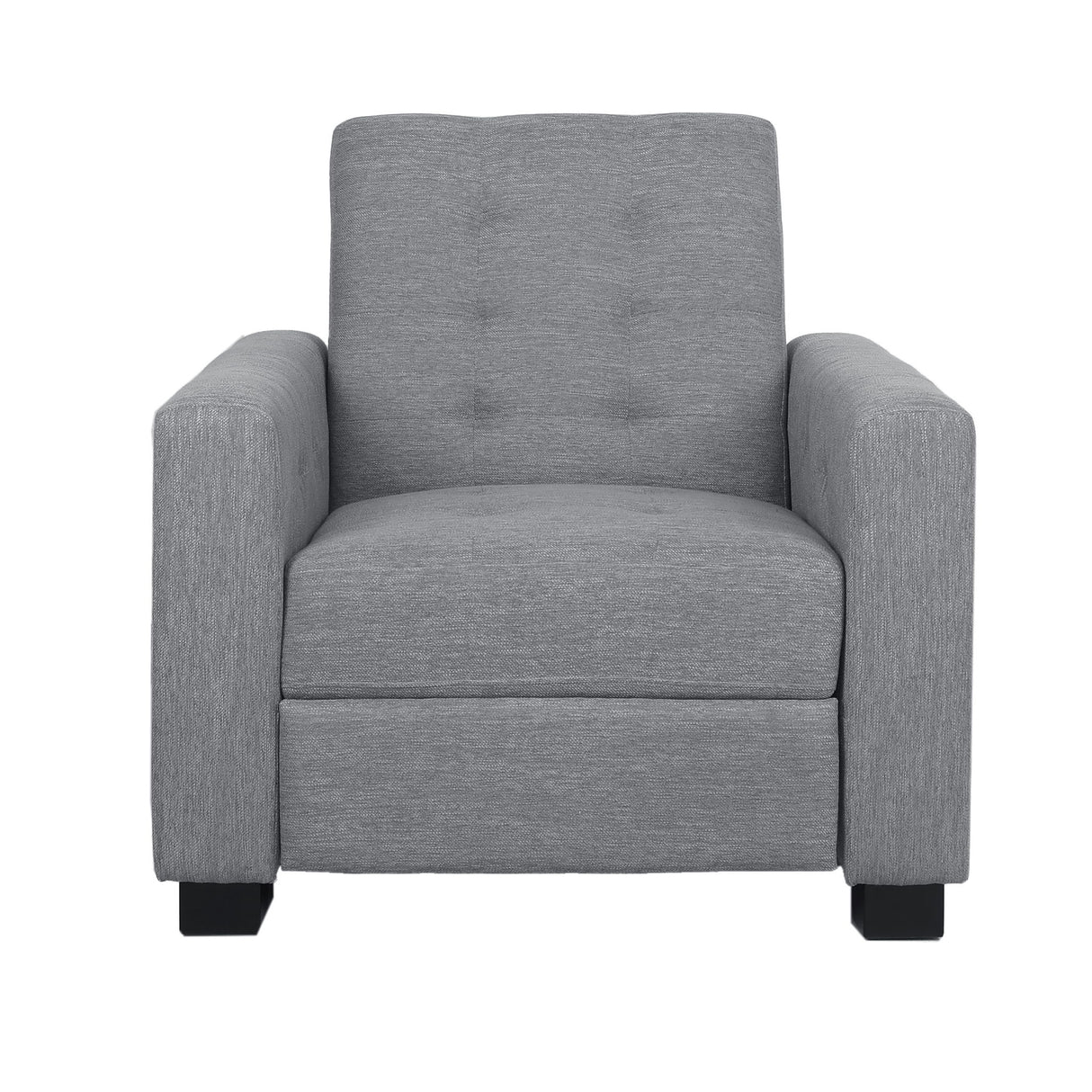 Contemporary Recliner Chair With Push Back Function And Birchwood Legs