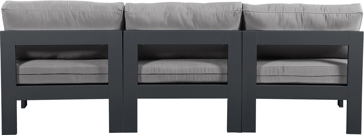 Nizuc - Outdoor Patio 3 Seat Armless Modular Sofa With Gray Frame