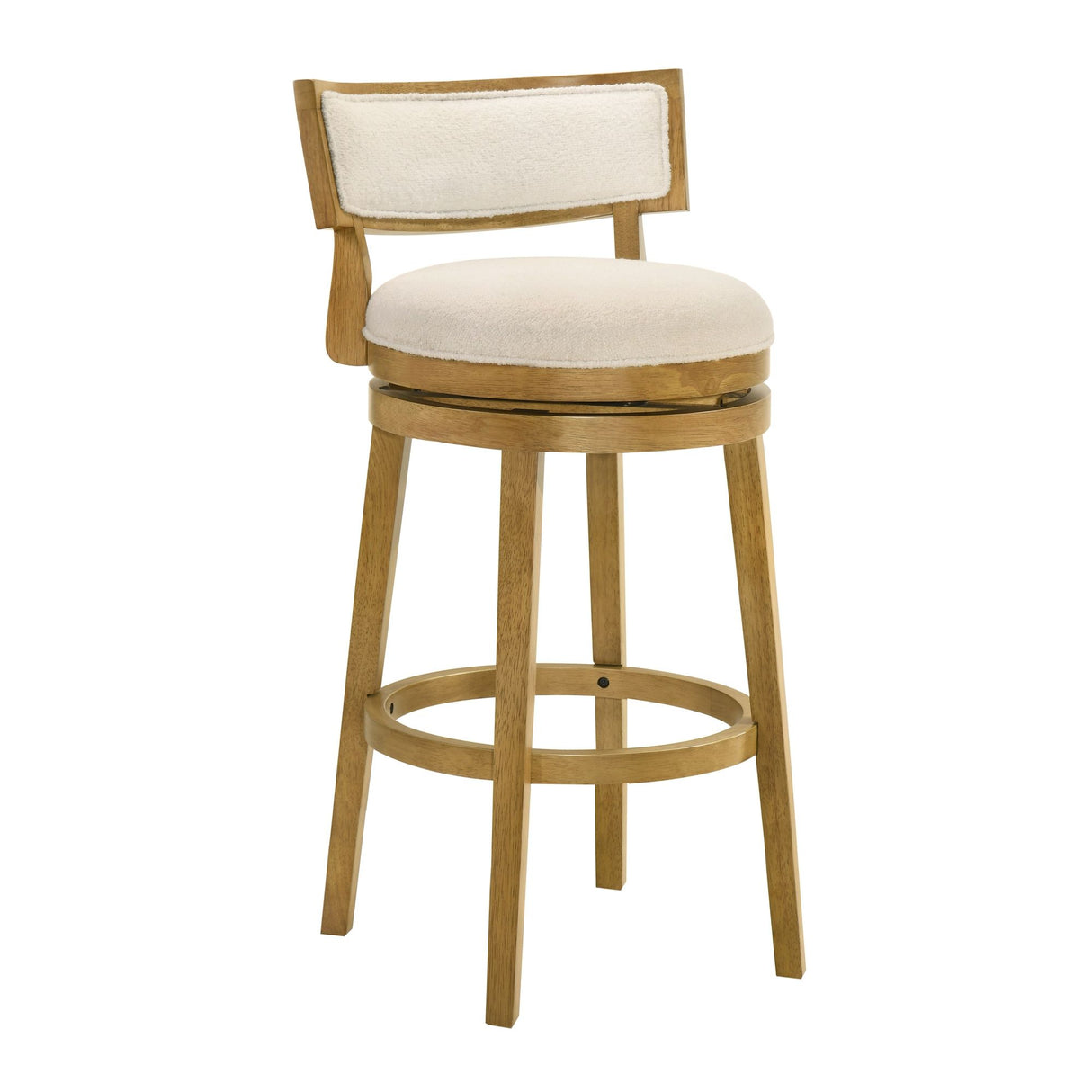Noely - Modern Farmhouse Swivel Wood Bar Height Kitchen Bar Stool