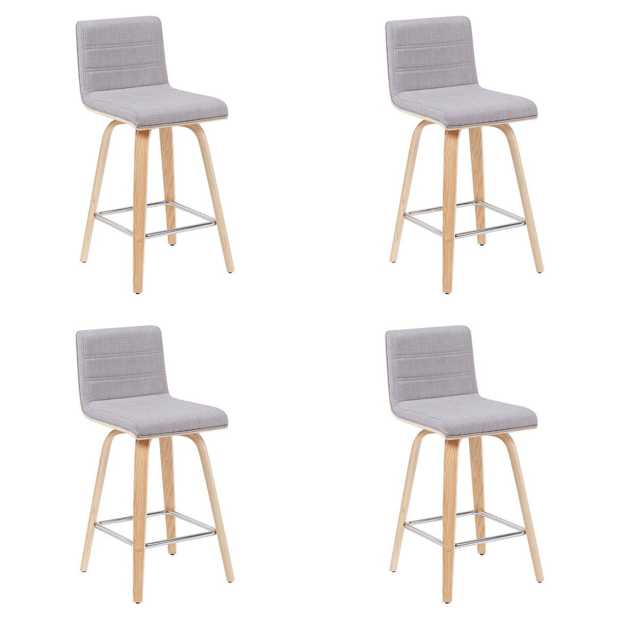 Vienna - Modern Counter Height Swivel Bar Stool - Patterned Oak Wood Frame