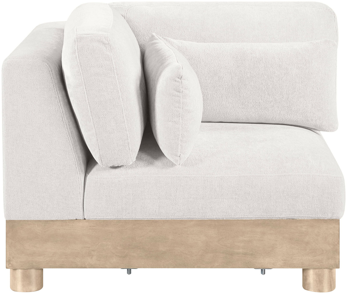 Turin - Chenille Fabric Upholstered Modular Corner Chair - Natural Base
