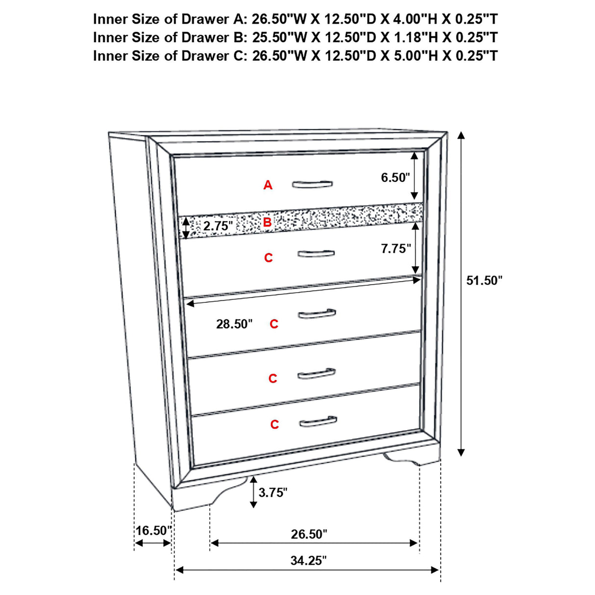 Annie - 6 Drawer Bedroom Chest